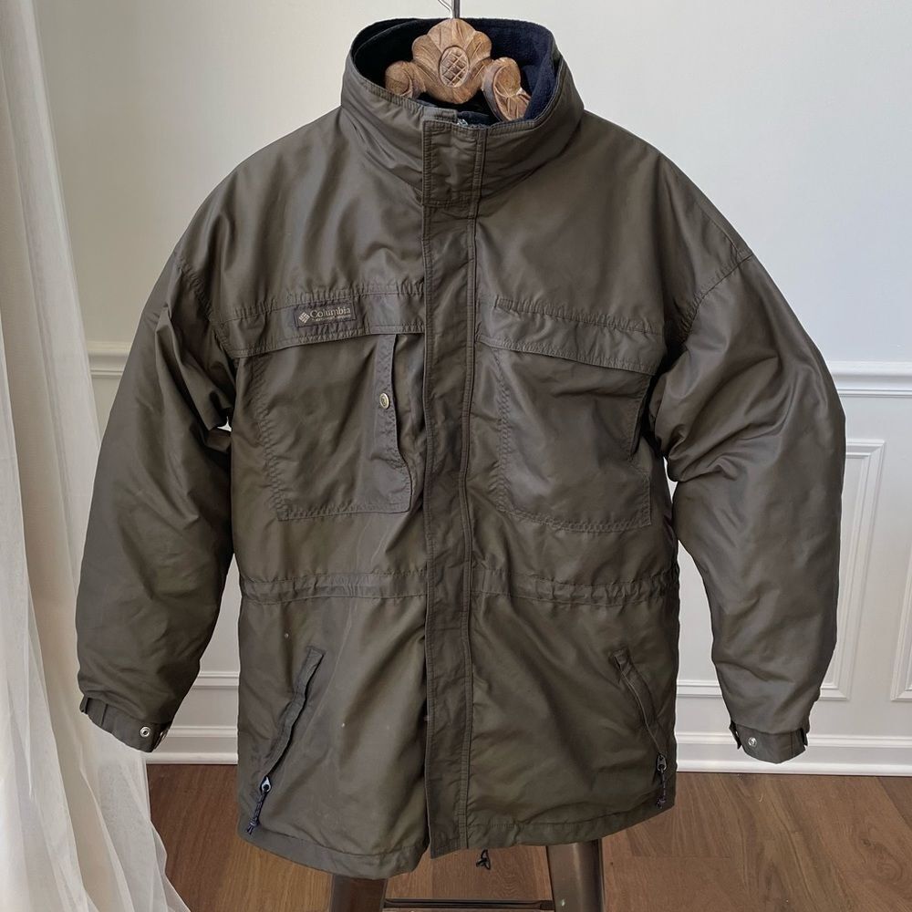 Columbia Layered Coat 2 Coats in One Olive Green Color Men’s L
